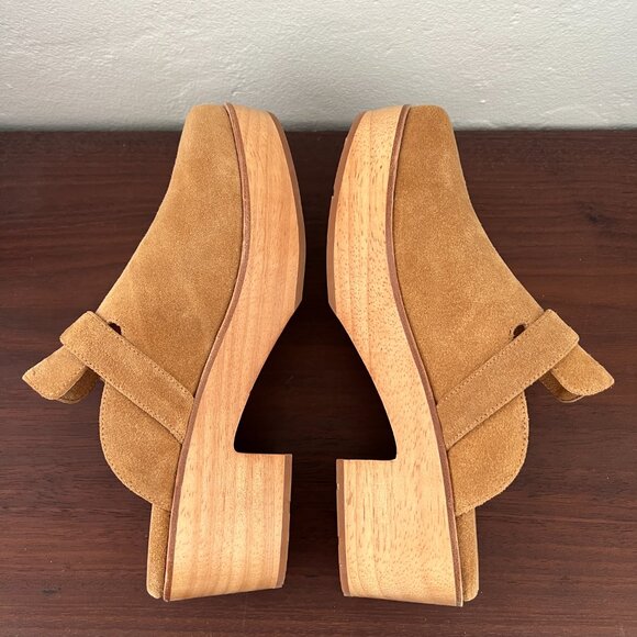 NEW Charlotte Stone Sam Clogs in Bamboo tan brown suede platform clogs buckle 10 - Picture 6 of 12